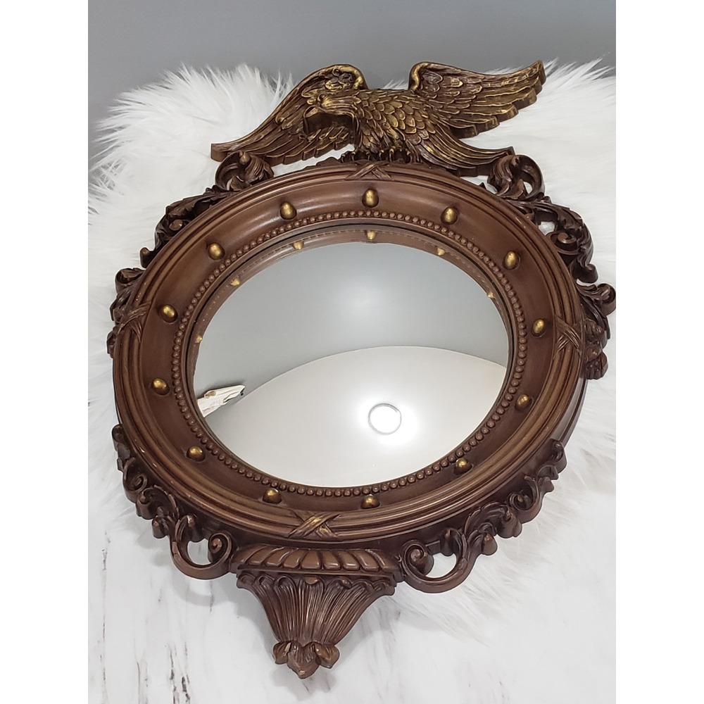 Vintage Syroco Federal Style American Eagle Porthole Convex Wall Mirror Nautical